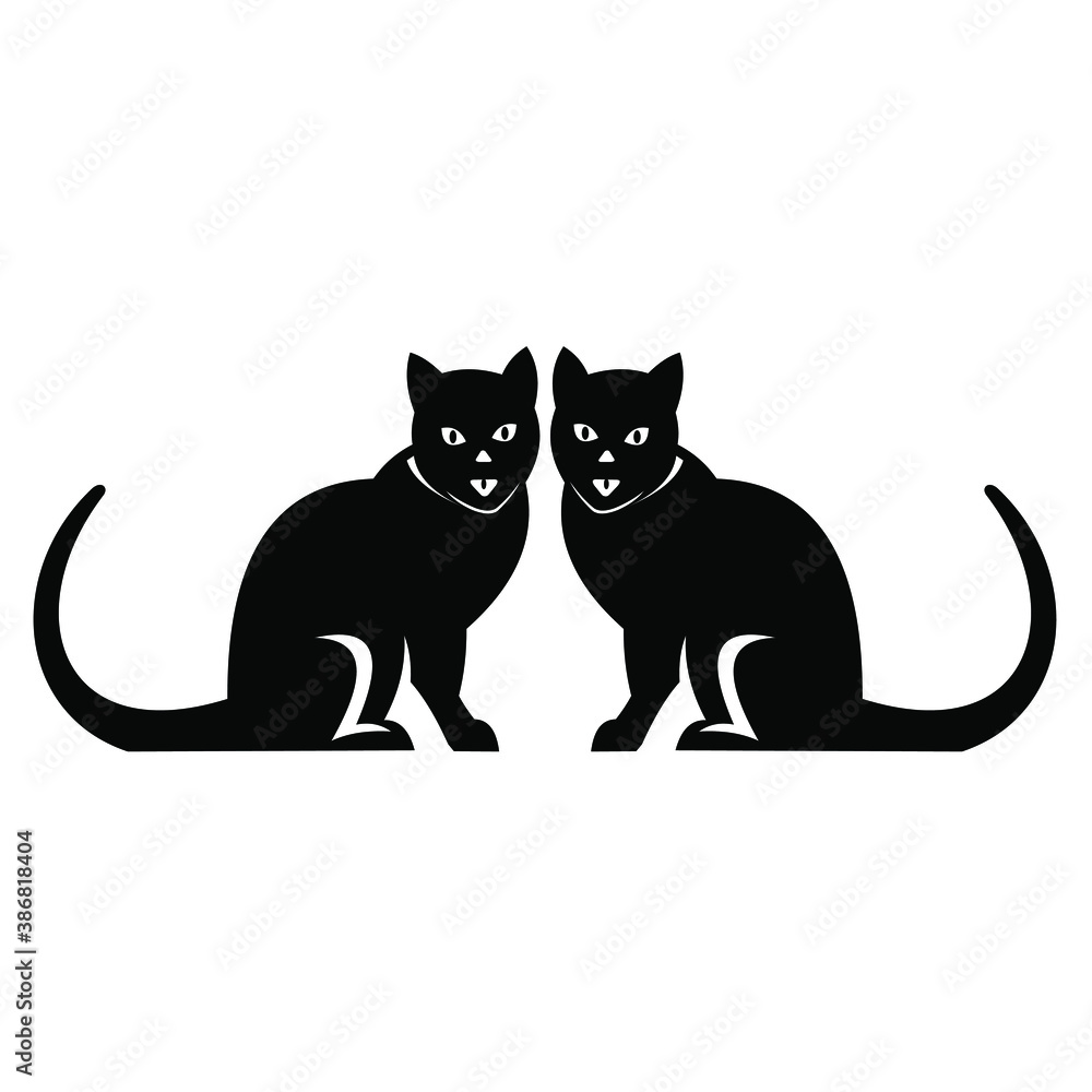 vector with two cats facing each other