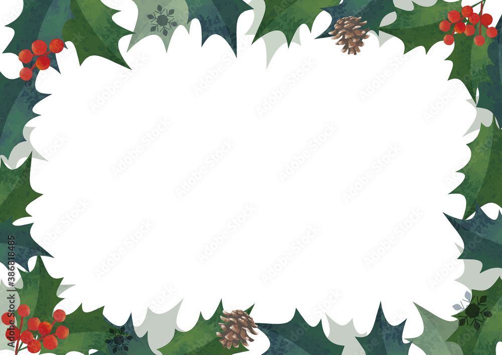 クリスマスフレーム 柊の飾り枠 囲み装飾 水彩イラスト ロゴ無し 横長 A3 比率 Stock Vector Adobe Stock クリスマスフレーム 柊の飾り枠 囲み装飾 水彩イラスト ロゴ無し 横長 A3 比率 Stock Vector Adobe Stock