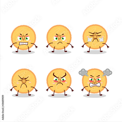 Fototapeta Naklejka Na Ścianę i Meble -  Savory pie cartoon character with various angry expressions
