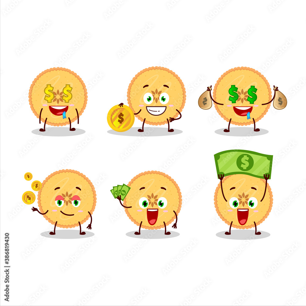 Savory pie cartoon character with cute emoticon bring money Savory pie cartoon character with cute emoticon bring money