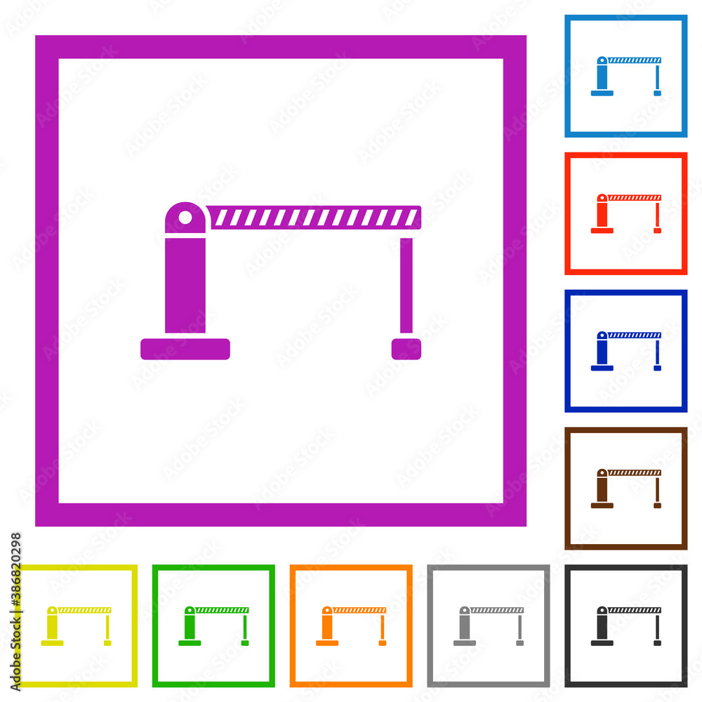 Closed barrier flat framed icons Closed barrier flat framed icons