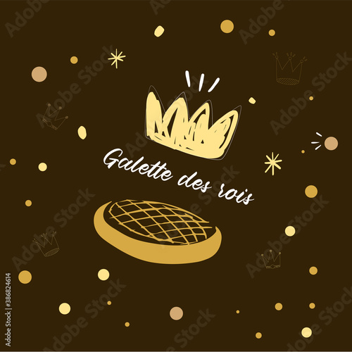 joyeuse épiphanie, galette des rois en vecteur