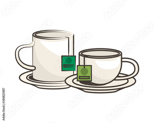 teacup and mug in dishes icon