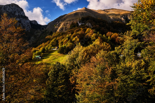 Autumn rural landscape in the mountains of Romania with beautiful light © OanaIrina
