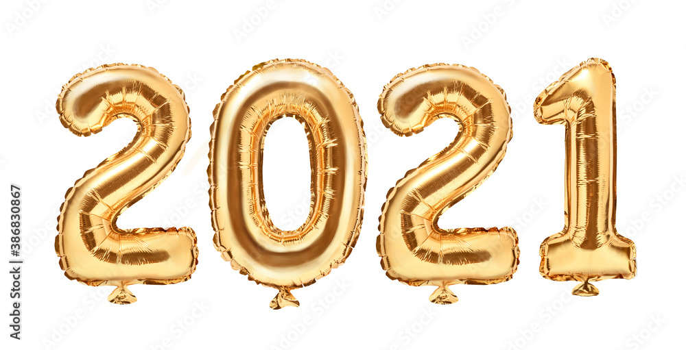 Gold foil balloons numeral 2021. Happy new year 2021 holiday. 2021 golden decoration holiday on white background. Gold foil balloons numeral 2021. Happy new year 2021 holiday. 2021 golden decoration holiday on white background.