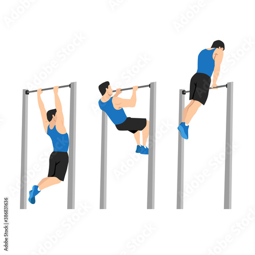 Muscle up on bar calisthenics movement : Layered Vector Illustration - Easy to Edit