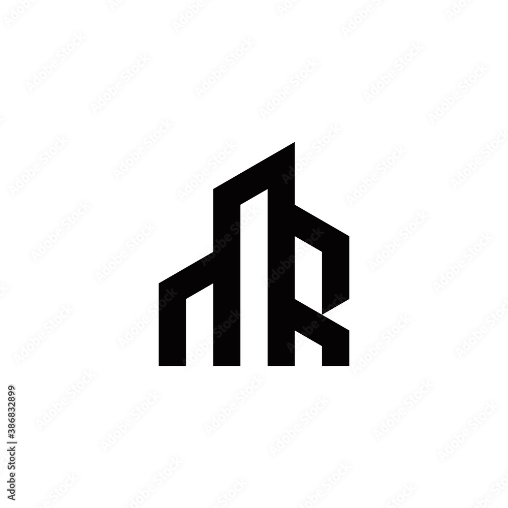 m r mr initial building logo design vector graphic idea creative