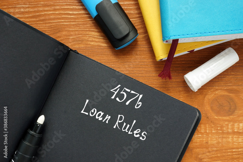 Business concept meaning 457b Loan Rules with sign on the page. photo