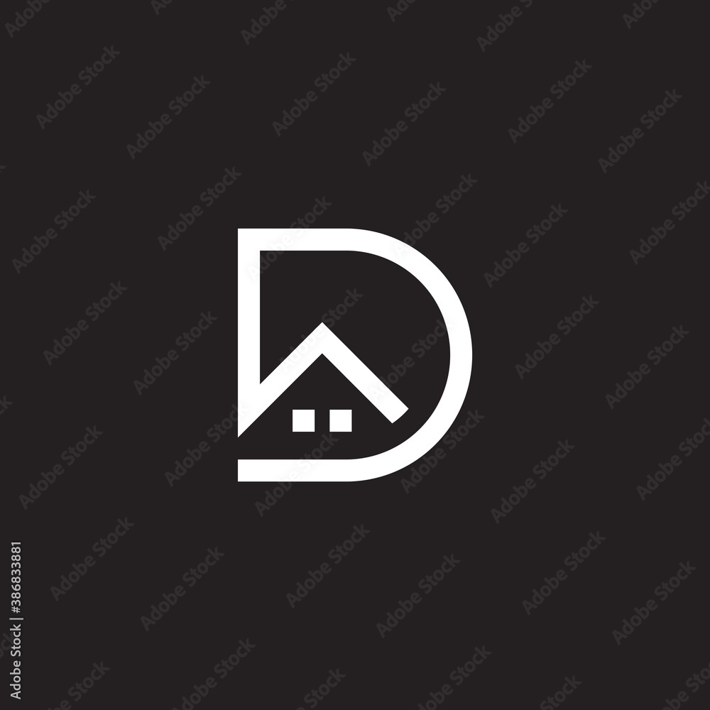home shape letter D simple geometric line symbol logo vector home shape letter D simple geometric line symbol logo vector