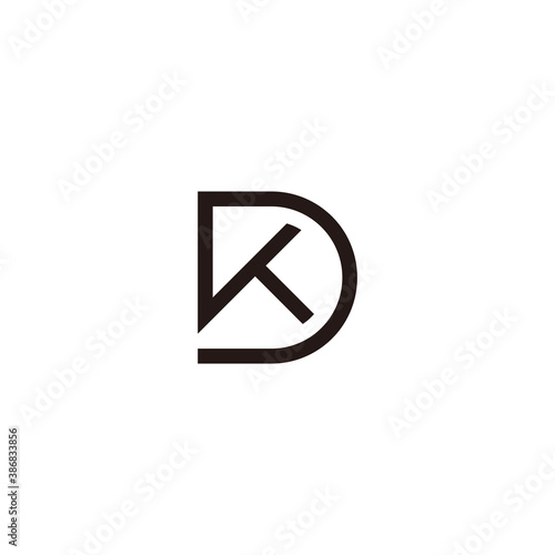 letter dk simple geometric line symbol logo vector