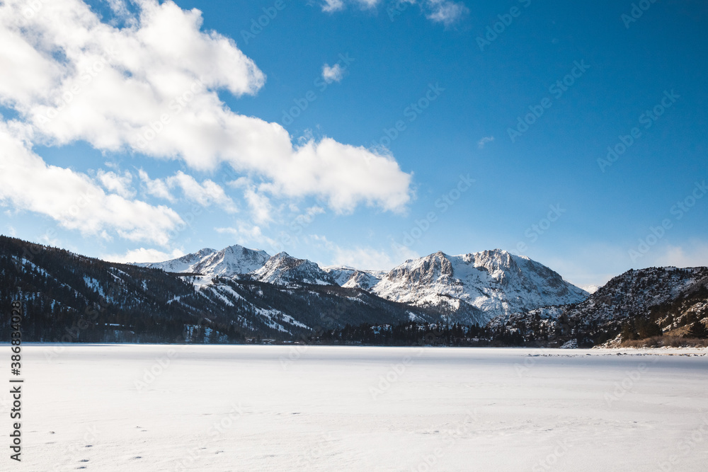 Frozen June Lake of Eastern Sierra, California