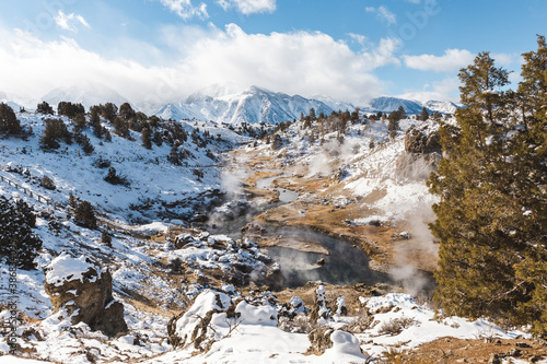 Winter at Hot Creek Geological Site of Eastern Sierra