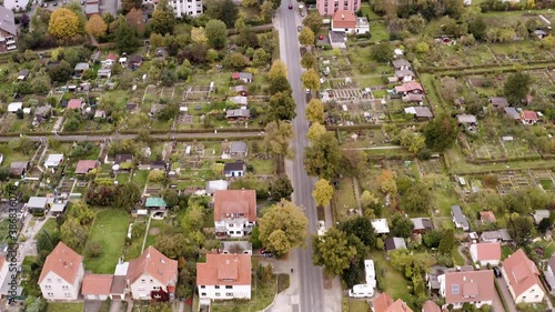 Quite and small town in lower saxony captured by a drone. Empty city Göttingen in late autumn. photo