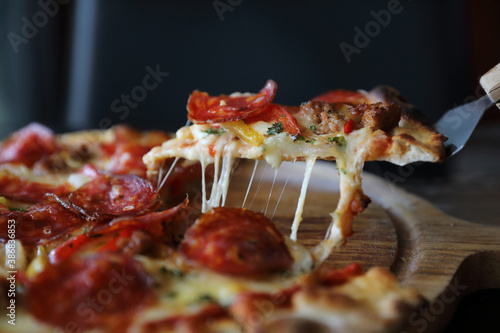 pepperoni pizza in close up