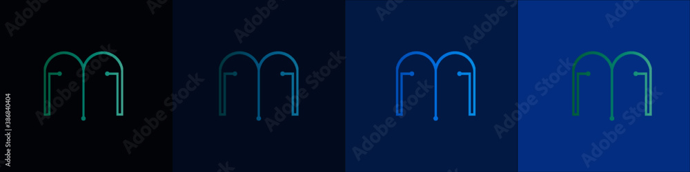 Letter M logo, Technology and digital abstract dot connection Letter M logo, Technology and digital abstract dot connection
