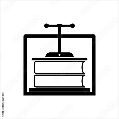Book Binding Press Machine Icon, Bookbinding Stack Of Paper