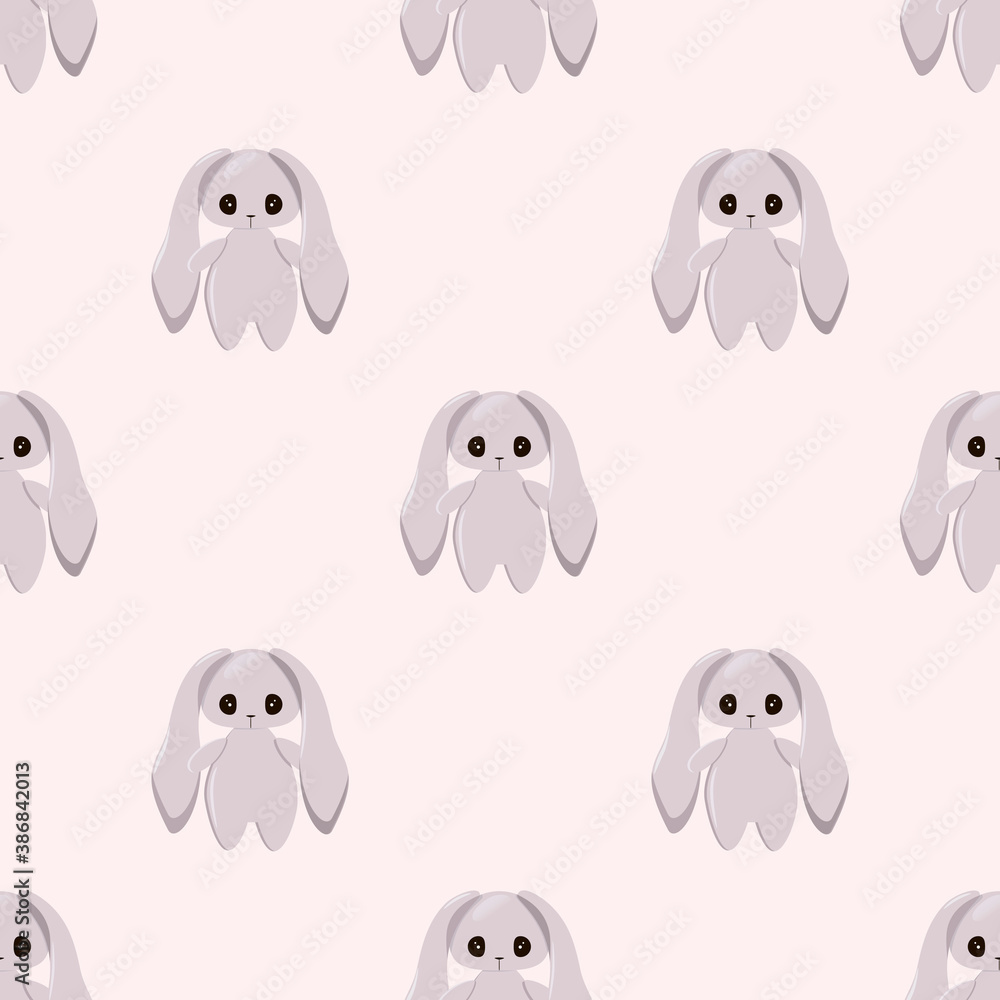 Fototapeta premium Seamless pattern with cute rabbits on a pink background