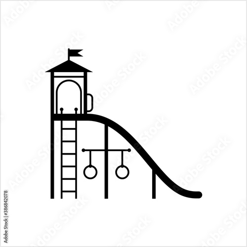 Park Slide Icon, Playground Kids Fun Slide