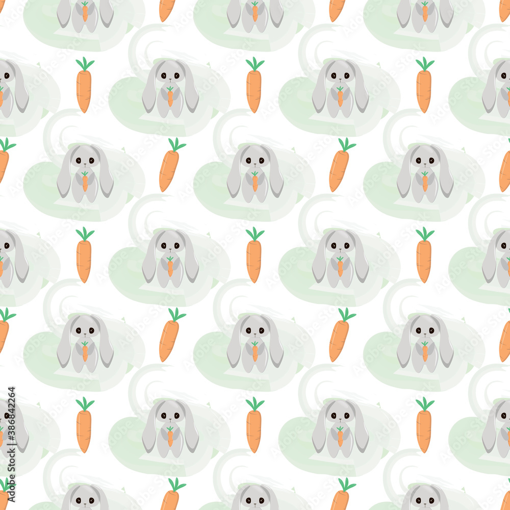 Seamless pattern with rabbit and carrot Seamless pattern with rabbit and carrot