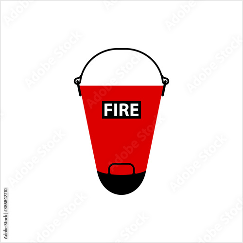 Safety Fire Bucket Icon, Fire Control Bucket Filled With Water, Sand
