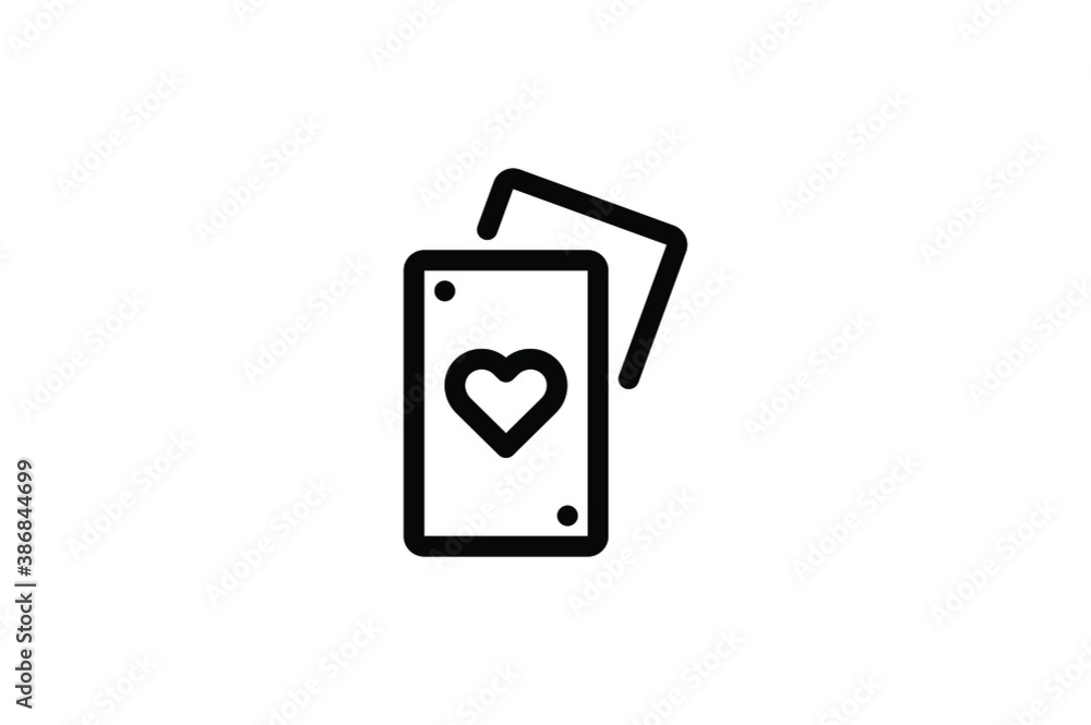 Gambling Outline Icon - Heart Card Gambling Outline Icon - Heart Card