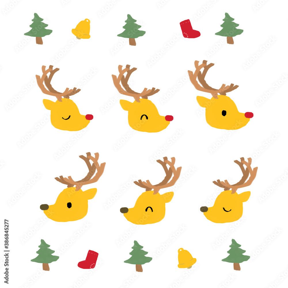 Obraz premium クリスマス トナカイ イラスト 素材