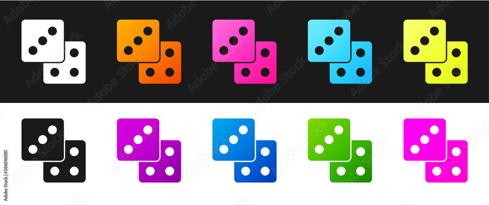 Set Game dice icon isolated on black and white background. Casino gambling. Vector. Set Game dice icon isolated on black and white background. Casino gambling. Vector.