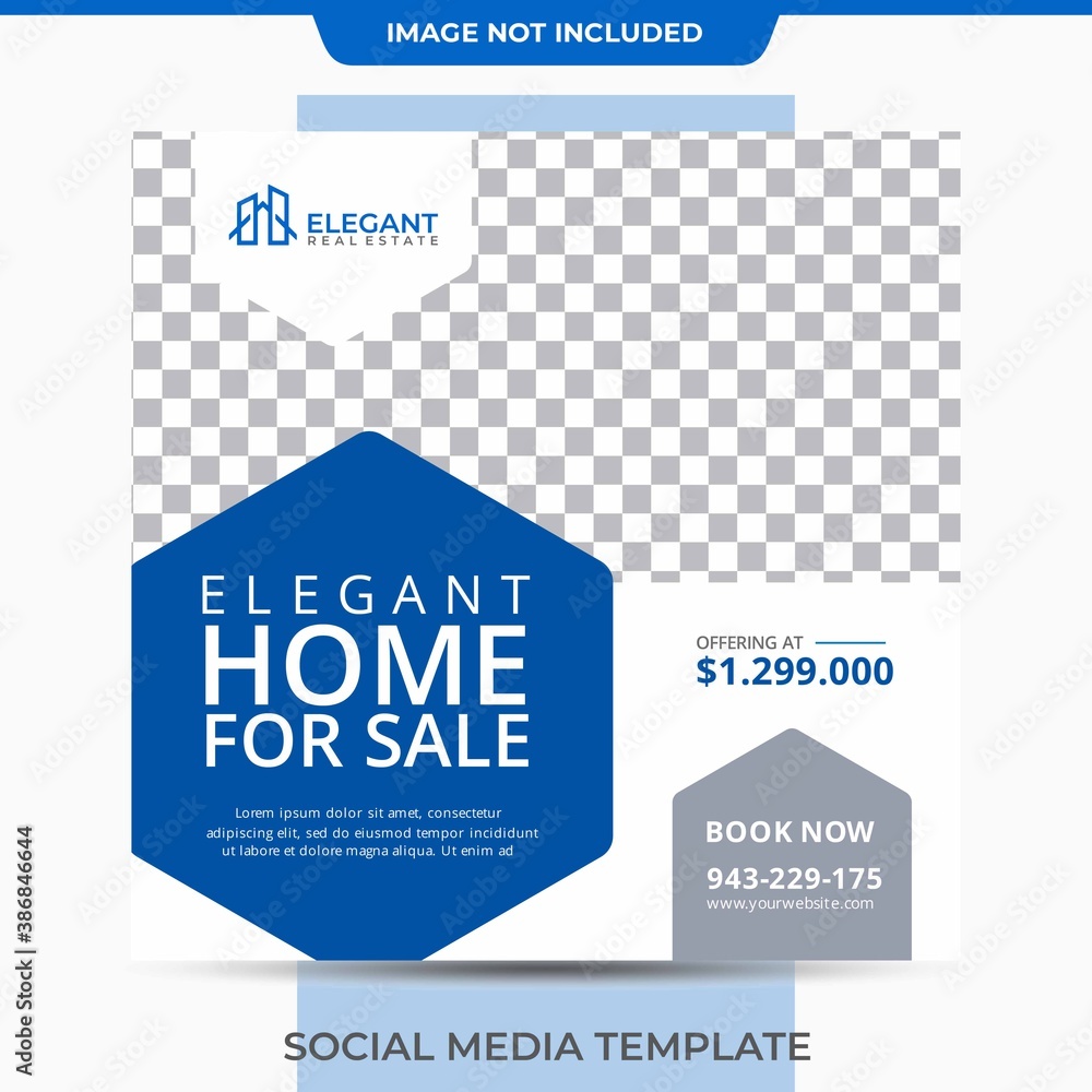Fototapeta premium Editable Home House For Sale Real Estate Banner Mockup Template Promotions 