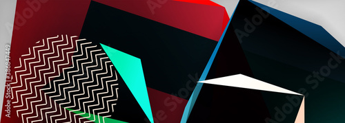 Low poly 3d geometric shapes, minimal abstract background. Vector illustrations for covers, banners, flyers and posters and other