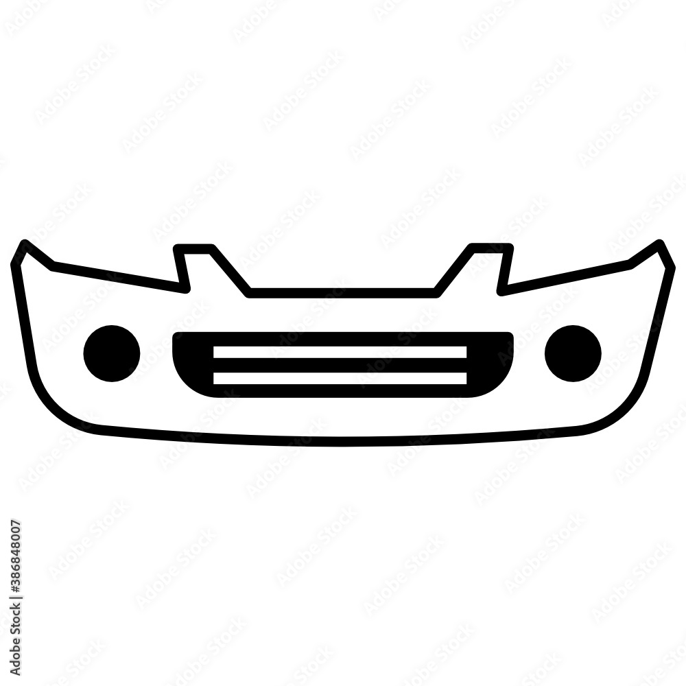 Sedan Car Bumper Concept, Vehicle Front End protecting components Vector Icon design 