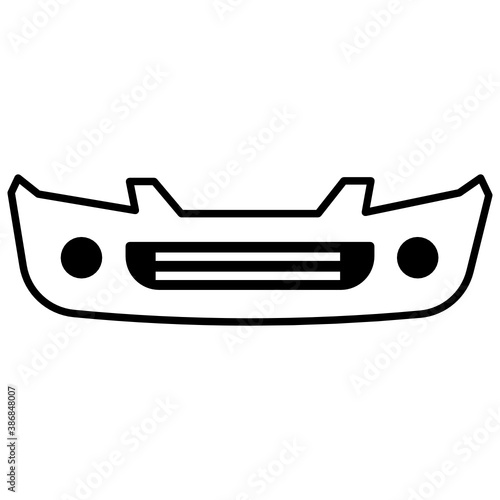 Sedan Car Bumper Concept, Vehicle Front End protecting components Vector Icon design 