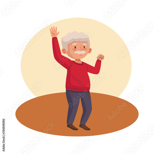 old man eldery dancing character