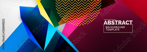 Low poly 3d geometric shapes, minimal abstract background. Vector illustrations for covers, banners, flyers and posters and other