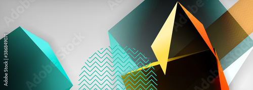 Low poly 3d geometric shapes, minimal abstract background. Vector illustrations for covers, banners, flyers and posters and other