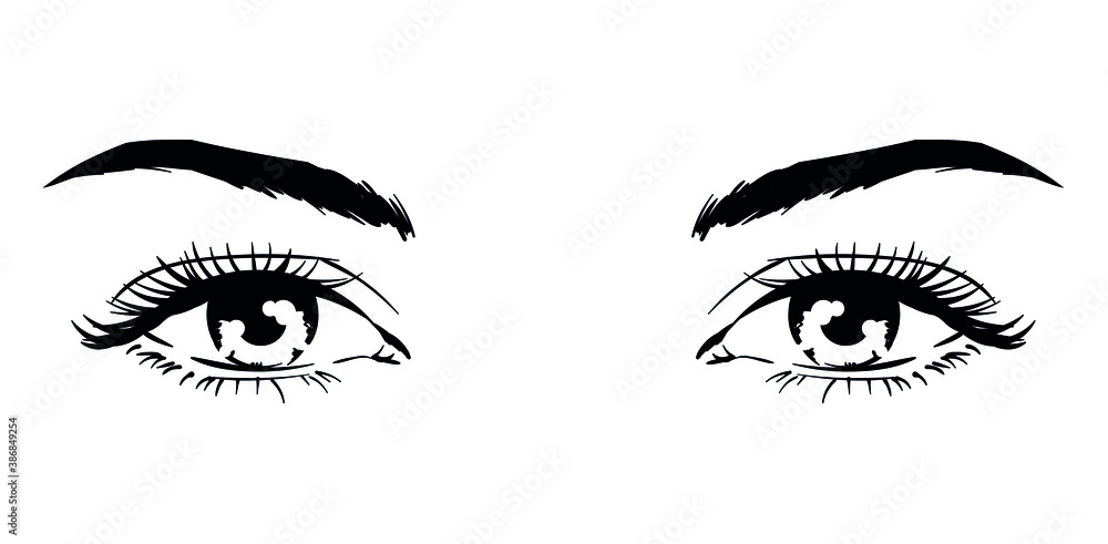 Beautiful female eyes with long eyelashes
