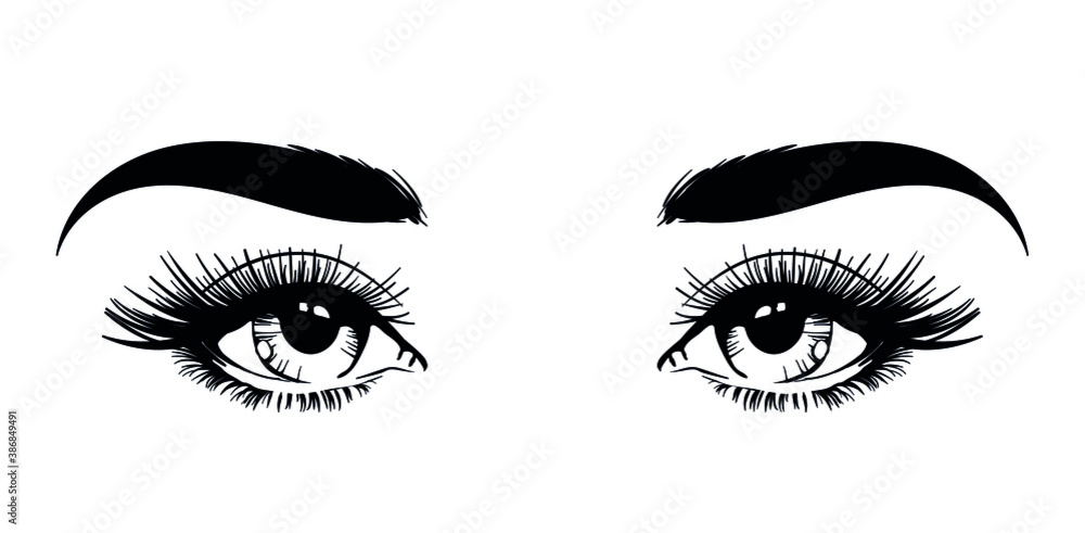Beautiful female eyes with long eyelashes Beautiful female eyes with long eyelashes