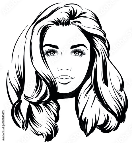 Portrait of a beautiful woman face with beautiful eyes. Cute girl