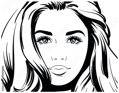 Portrait of a beautiful woman face with beautiful eyes. Cute girl