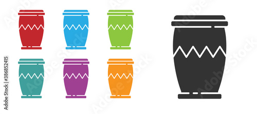 Black Drum icon isolated on white background. Music sign. Musical instrument symbol. Set icons colorful. Vector.