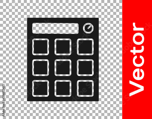 Black Drum machine music producer equipment icon isolated on transparent background. Vector.