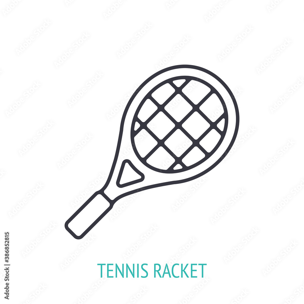 Tennis racket outline icon. Vector illustration. Sports equipment ...