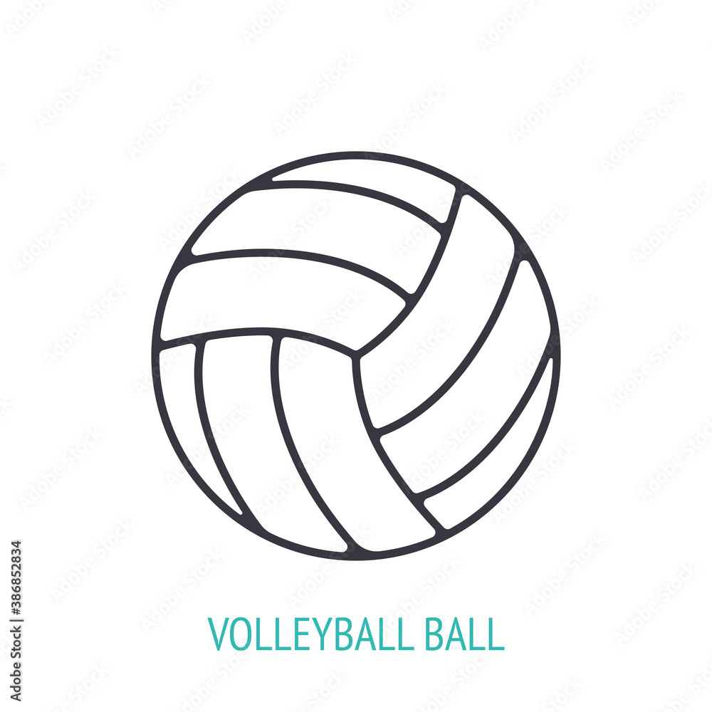 Leather volleyball ball outline icon. Vector illustration. Sports equipment. Inventory for athletic game. Training symbol. Thin line pictogram for user interface. Isolated white background