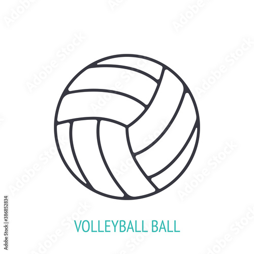 Leather volleyball ball outline icon. Vector illustration. Sports equipment. Inventory for athletic game. Training symbol. Thin line pictogram for user interface. Isolated white background