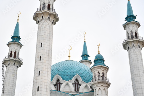 architecture, mosque, building, kazan, religion, , russia, dome, minaret, cathedral, tower, travel, kremlin, sky, tatarstan, blue, temple, landmark, city, india, white, europe, tourism, culture, shari