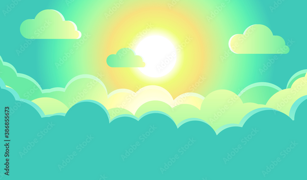 Vector clouds sky. The sun. Background design Vector clouds sky. The sun. Background design