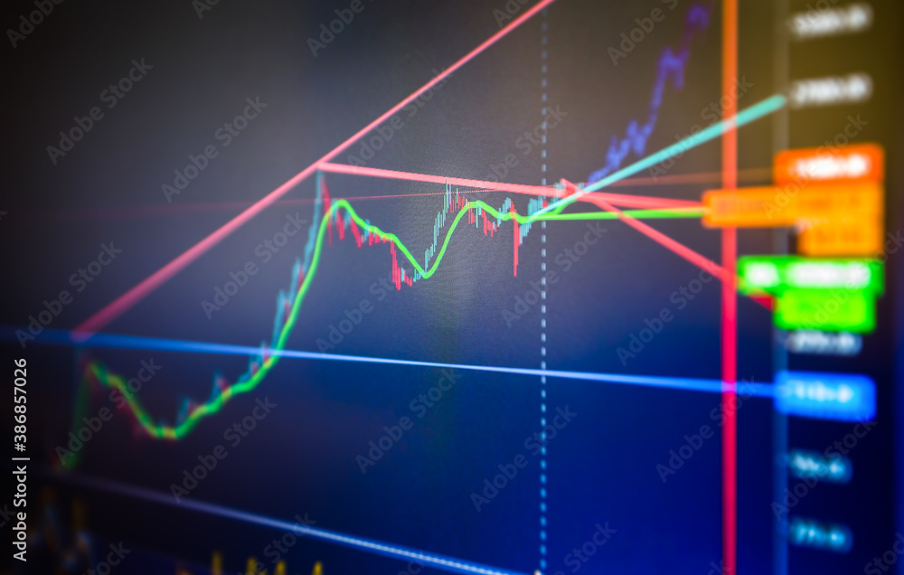 Close-up of a monthly chart growth on the stock exchange or forex trading platform. Close-up of a monthly chart growth on the stock exchange or forex trading platform.