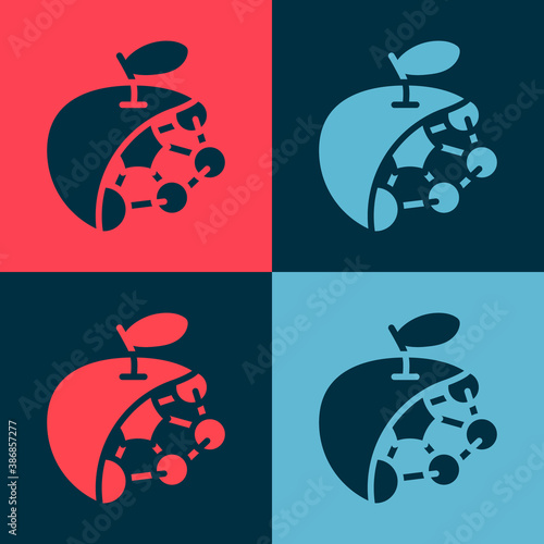 Pop art Biological structure icon isolated on color background. Genetically modified organism and food. Vector.