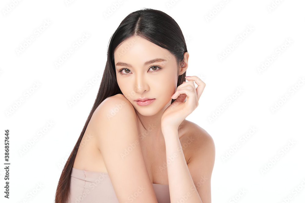 Beautiful young asian woman with clean fresh skin on white background, Face care, Facial treatment, Cosmetology, beauty and spa, Asian women portrait Beautiful young asian woman with clean fresh skin on white background, Face care, Facial treatment, Cosmetology, beauty and spa, Asian women portrait