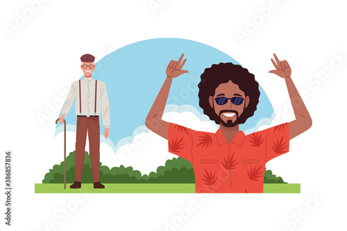 afro and old men perfectly imperfect characters