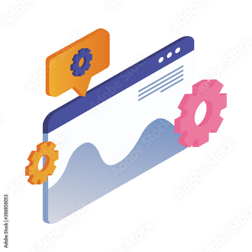 web page template and infographic with gears
